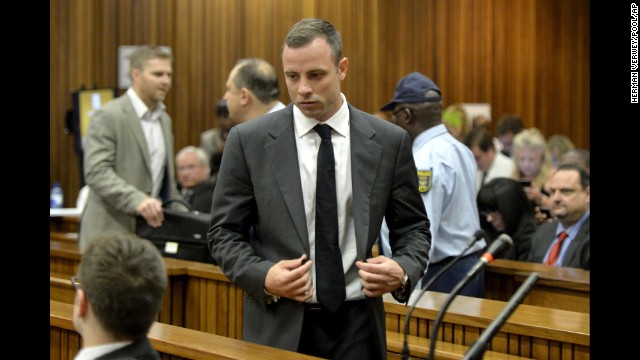 Pistorius walks into the courtroom on March 3.