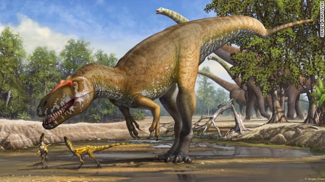 An illustration shows what Torvosaurus gurneyi, possibly the largest terrestrial predator in Europe, might have looked like.