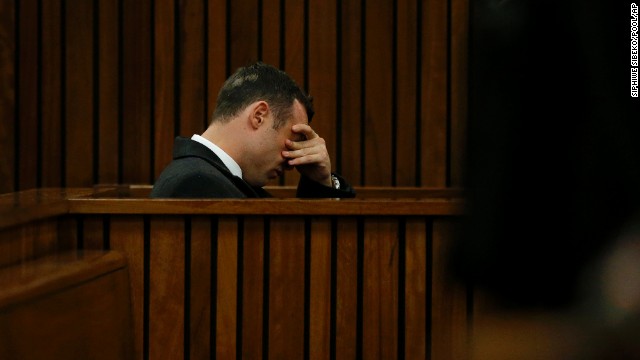 Oscar Pistorius sits in court on the third day of his trial in Pretoria, on Wednesday, March 5.