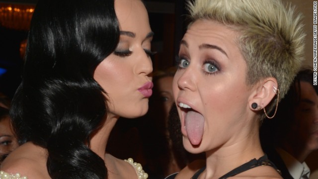 Katy Perry and Cyrus got in some smooching action during the latter's Los Angeles concert in February. <a href='http://marquee.blogs.cnn.com/2014/02/24/miley-cyrus-kissed-katy-perry-and-she-liked-it/'>Cyrus tweeted the lip lock</a>, though the pair later got into a beef about the smooch when Perry questioned <a href='http://www.cnn.com/2014/03/06/showbiz/celebrity-news-gossip/miley-cyrus-katy-perry-tongue/'>Cyrus' tongue hygiene during a radio interview in March.</a> They later made up -- via Twitter, of course. 