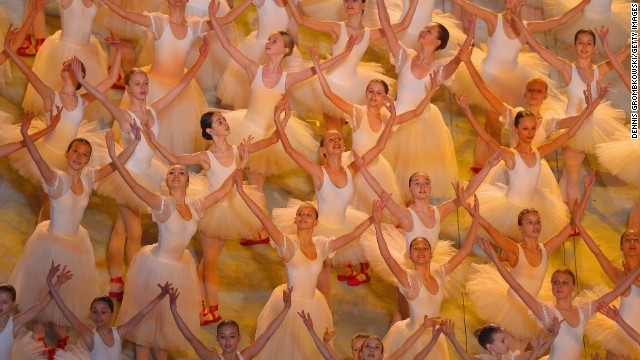 Ballerinas perform during the ceremony. 