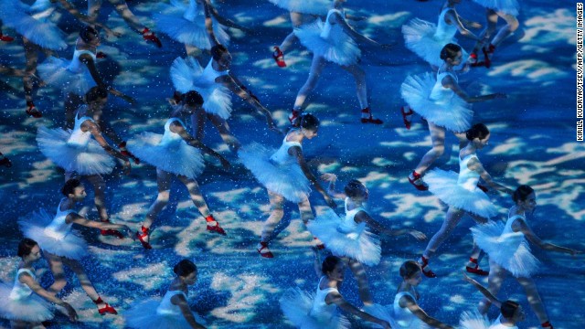 Young dancers perform during the ceremony.