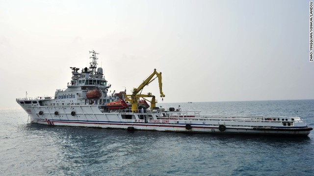 The rescue vessel sets out from Sanya in the South China Sea.