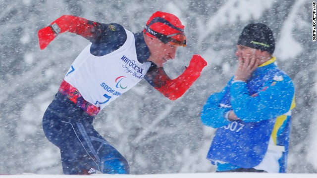 Russian cross-country skier Vladimir Kononov races during the semifinal of the 1-kilometer sprint on March 12.