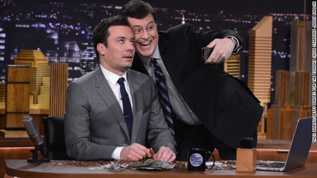 Colbert faces a changed talk-show landscape. Jimmy Fallon, left, has gotten off to a fast start as new "Tonight Show" host on NBC, and ABC's Jimmy Kimmel also has a strong fan base. Observers are curious whether Colbert will bring his character with him to "The Late Show." We'll find out when David Letterman steps down.