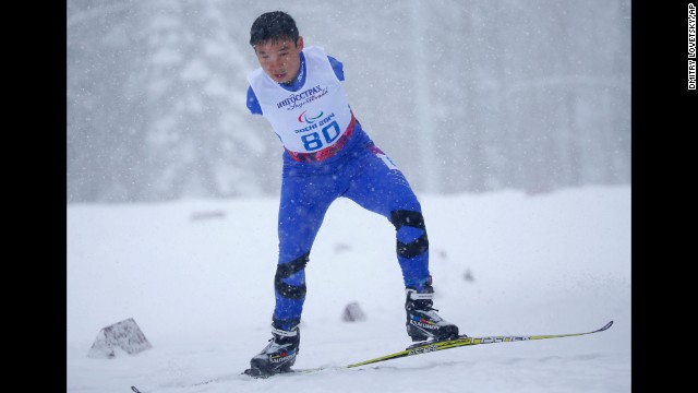 Haitao Du of China competes in the men's cross-country sprint on Wednesday, March 12.