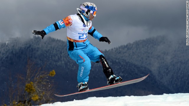 French snowboarder Patrice Barattero competes on March 14.