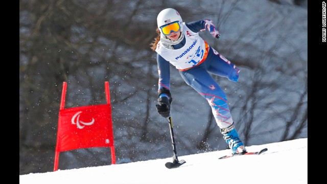 American skier Stephanie Jallen races to win the bronze medal in the super-G on Monday, March 10.