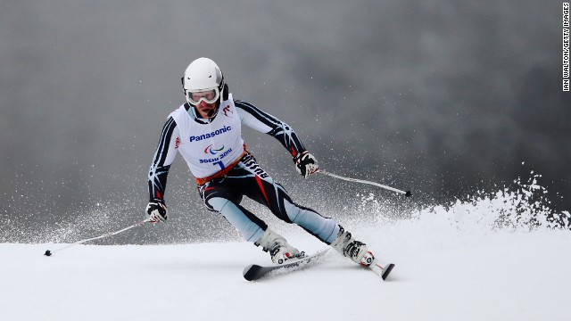 Ivan Frantsev of Russia competes in the men's giant slalom visually impaired on March 15.