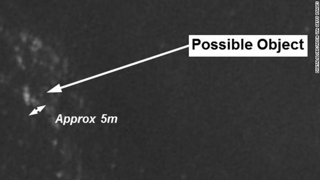 A closer look at the satellite shot of possible debris.