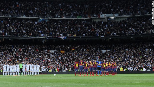 Real Madrid and Barcelona line up ahead of "El Clasico", one of the most fiercely-contested matches in world football.