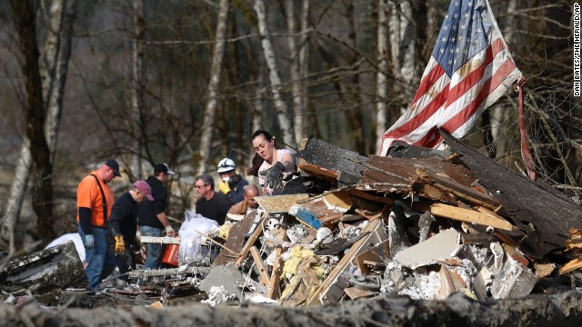 Volunteers help out with the search in Oso on March 24.