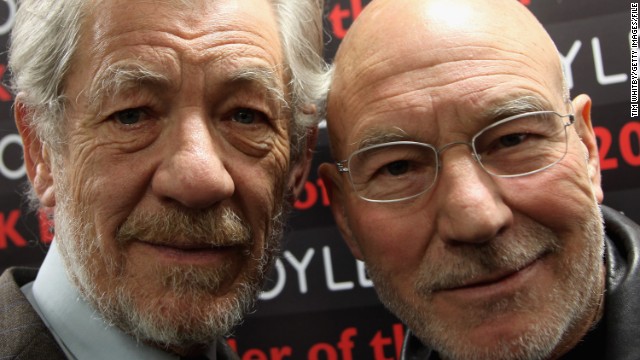 Co-workers and good friends, "X-Men" stars Ian McKellen and Patrick Stewart have perfected the art of the bromance<a href='https://twitter.com/SirPatStew/status/378569295417987074' target='_blank'>.</a> In a new interview with <a href='http://www.aarp.org/about-aarp/press-center/info-03-2014/celebrated-actor-and-activist-sir-patrick-stewart-talks-about-embracing-his-troubled-past-to-find-light-in-the-darkness-and-his-bromance-with-sir-ian-mckellen-in-the-april-may-issue-of-aarp-the-magazine.html' target='_blank'>AARP magazine</a>, McKellen said that Stewart is "straightforward," but "his nature is a very sweet one. And we spend much of our time laughing." The way all bros should.