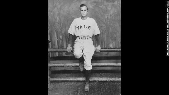 After serving as a U.S. Navy pilot in World War II, Bush attended Yale University and played baseball from 1945-48.