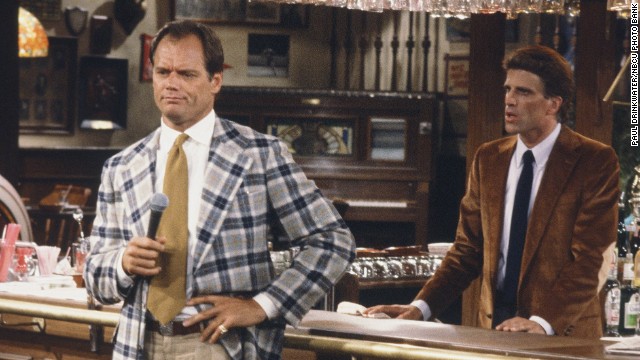 Fred Dryer -- seen here, left, on "Cheers" with Ted Danson -- played Hunter on the NBC series of the same name. He was also a star NFL player, playing 13 seasons in the league. He's the only NFL player to score two safeties in one game.