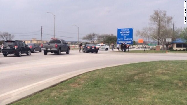 Traffic near the main gate of Fort Hood.