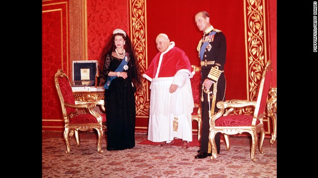 The Queen and Prince Philip are pictured with Pope John XXIII at the Vatican in 1961.