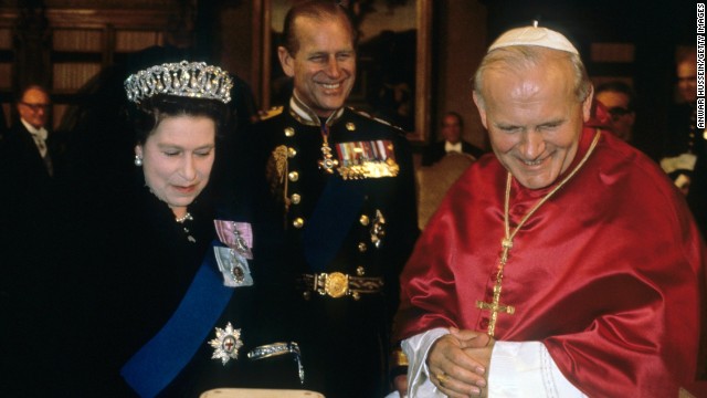 The Queen and Prince Philip meet Pope John Paul ll for the first time in October 1980.