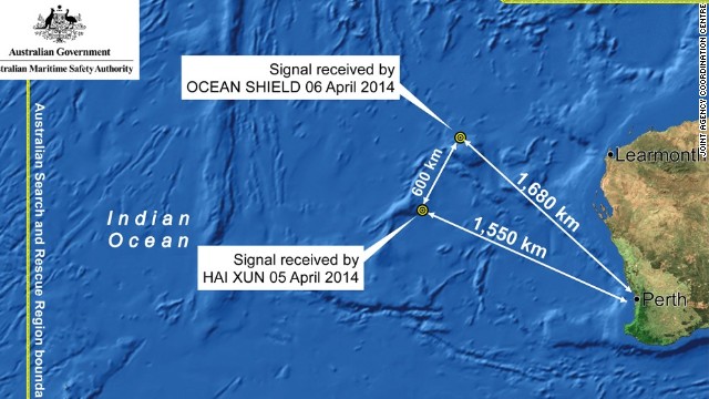 Map in search for Malaysia Airlines Flight 370.