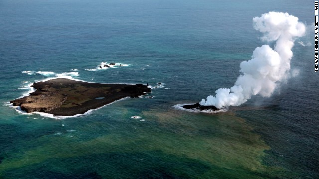 Niijima island spews jets of stream and ash near Nishinoshima island on November 21. Niijima emerged about 500 meters (550 yards) from the older Nishinoshima in November, and now they are one, according to NASA's Earth Observatory. Click through the gallery to see the change over time.