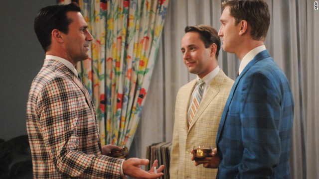 "It looks like a convention of men selling used cars," Przybyszewski said of the bold blazers worn in the fifth season of "Mad Men." Ad men would never wear these outfits to the office in 1966, but it signifies a move away from their previously slender silhouettes. "Many a large person has been scared off from wearing plaids," she said. "Plaids always look bigger."