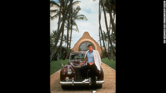 Real estate tycoon Donald Trump with his Rolls Royce at his Mar-a-Largo property in Palm Beach, Florida. 