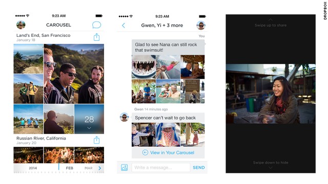 Carousel, a new app from cloud-storage service Dropbox, brings digital photos together into a central location. 