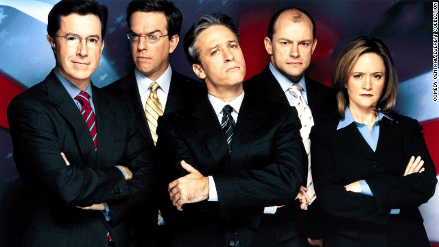 Colbert, left, was originally one of "The Daily Show's" correspondents. He began with the show during its Craig Kilborn era and stayed when Jon Stewart, center, came to host in 1999. Others on the show included, from left, Ed Helms, Rob Corddry and Samantha Bee.