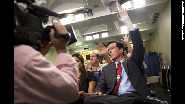 The White House hasn't been immune to Colbert's charms. He showed up for a mock press conference in 2007.