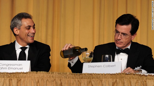 Colbert hosted a roast for then congressman -- and later Chicago mayor -- Rahm Emanuel in 2008. Colbert, a South Carolina native, has ties with Chicago, having gone to college at Northwestern, in nearby Evanston, and worked in the city's comedy scene.