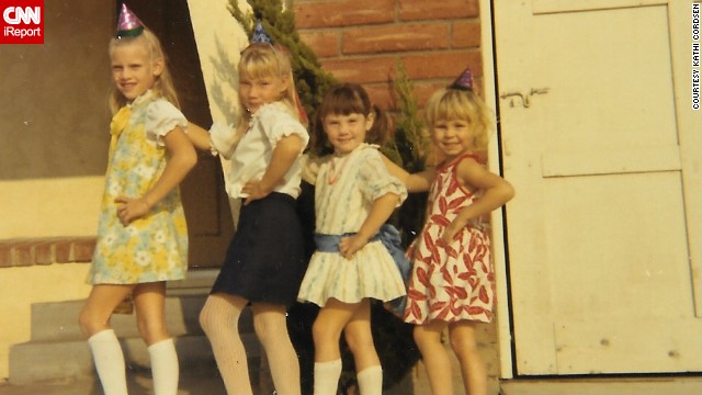 Kathi Cordsen's sister and three of her cousins are seen here posing in Cypress, California, in 1969, showing off the styles of the era.