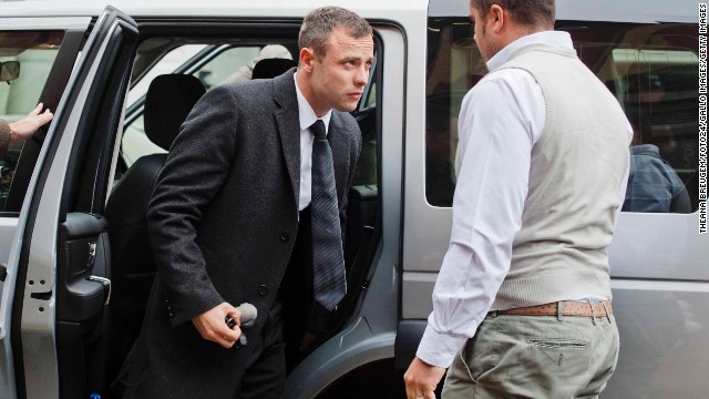 Pistorius arrives at the court in Pretoria on Monday, April 14.