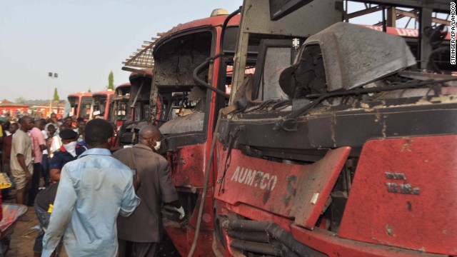 A view of damaged vehicles after the powerful explosion.