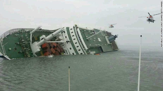 Rescue crews attempt to save passengers from the ferry on April 16.