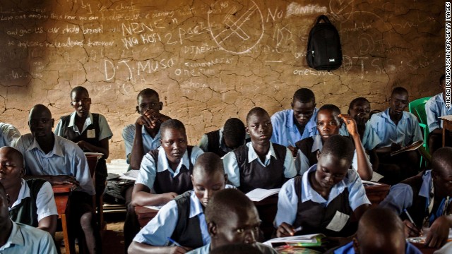 Students take notes during an English language class at the Juba Nabari Primary School in Juba, South Sudan, on Wednesday, April 9. Recent conflict in the country has made resources scarce; many civil servants, including teachers, have not received their pay for several months. South Sudan erupted in violence on December 15 when rebels loyal to ousted Vice President Riek Machar tried to stage a coup. Violence quickly spread, with reports of mass killings emerging nationwide.