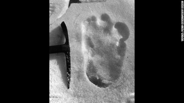 Shipton is also known for discovering and photographing footprints of an unknown animal or person, like this one taken in 1951. Many attributed these to the Yeti, or Abominable Snowman. 