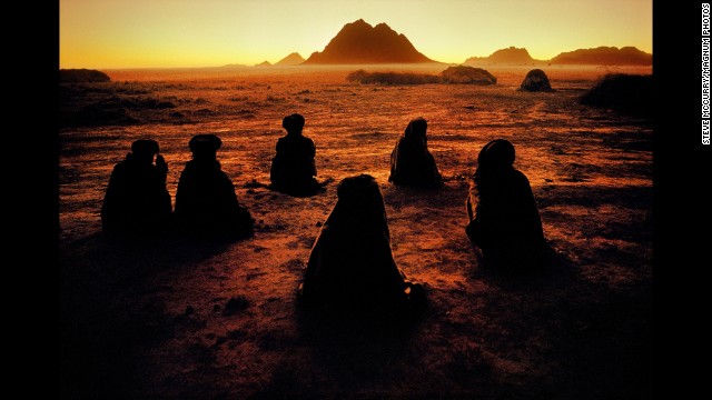 Kuchi nomads pray near Kandahar, 1992.