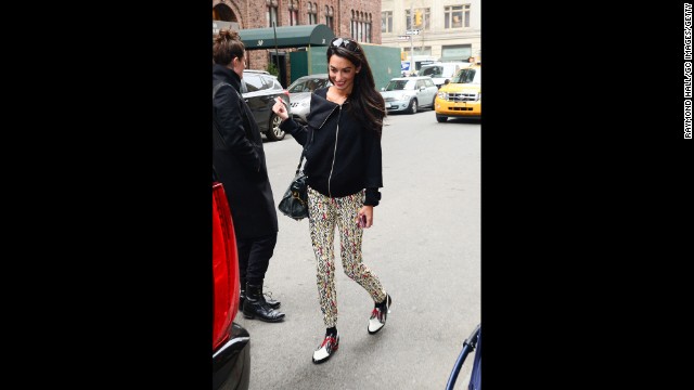 Alamuddin leaves her hotel in New York on March 19.