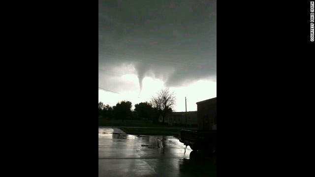 A funnel cloud is seen near Baxter Springs on April 27. 