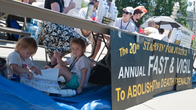 Girls play at an annual fast and vigil against the death penalty last year in front of the U.S. Supreme Court. 