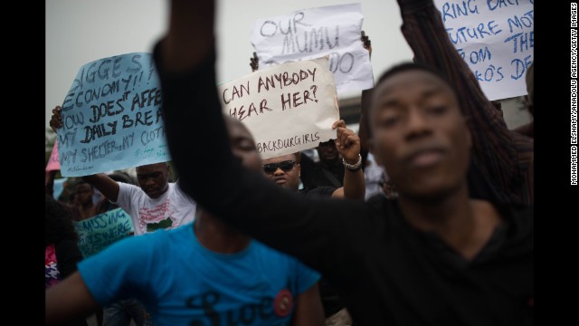 People rally in Lagos, Nigeria, on Thursday, May 1.