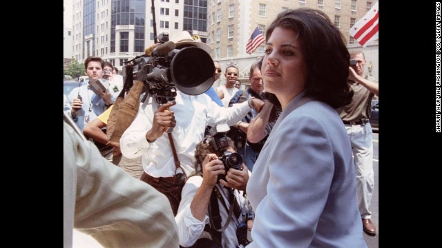 In 1998, Lewinsky arrives at her attorney's office in Washington, where her immunity agreement with independent counsel Kenneth Starr was announced.