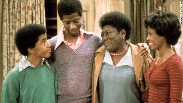 "Good Times' " Florida Evans (Esther Rolle, third from left) provided a lot of love and discipline to her children, Michael, J.J. and Thelma (Ralph Carter, left, Jimmie Walker and BernNadette Stanis).