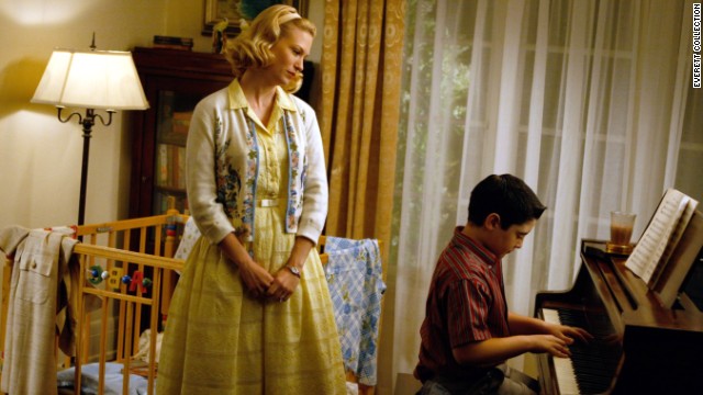 Betty Draper -- later Betty Francis (January Jones, here with Marten Holden Weiner) -- tries to be a polished, grown-up mother on "Mad Men," but the years have shown that her glamorous sheen hides a brittle interior. 