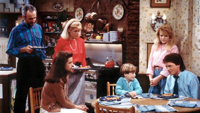 In "Family Ties," Elyse Keaton (Meredith Baxter, second from left) juggled life as an architect with a mother's sturdy guidance for her children (from left, Justine Bateman, Brian Bonsall, Tina Yothers and Michael J. Fox). Husband Steven (Michael Gross, far left) was an equal partner. 