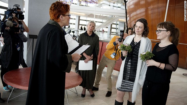 Louise Welsien and Luise Jensen from Copenhagen are among those getting married on the sidelines of Eurovision. Same-sex civil ceremonies are 25 years old this year in Denmark.