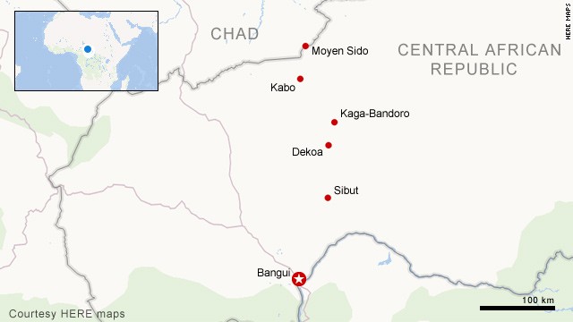 Map: Refugee convoy journey in CAR