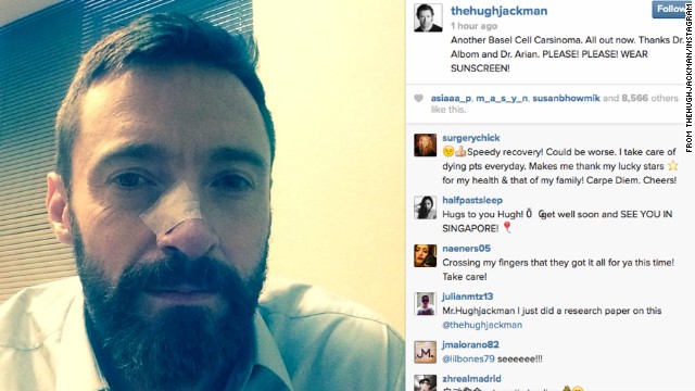 Hugh Jackman Shares Pic After Skin Cancer Removed From Nose