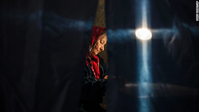 A Ukrainian woman votes at a polling station in Donetsk on May 11. 