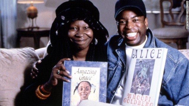 The TV show, which aired from 1983 to 2009, often drew celebrities such as Whoopi Goldberg. Here, Goldberg and Burton promote "Amazing Grace" by Mary Hoffman as well as the actress' own book "Alice."